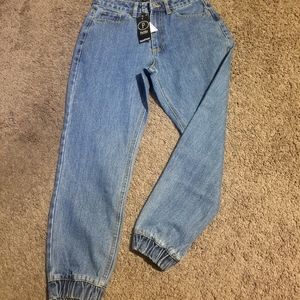Petite denim cuff joggers